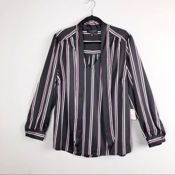 Laundry by Shelli Segal Striped Tie Front Blouse - Picture 5 of 13
